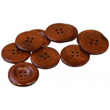 Large Dark Brown Wooden Button - 35mm - 1 3/8 inch - 4 hole - Wood Buttons (B21318)