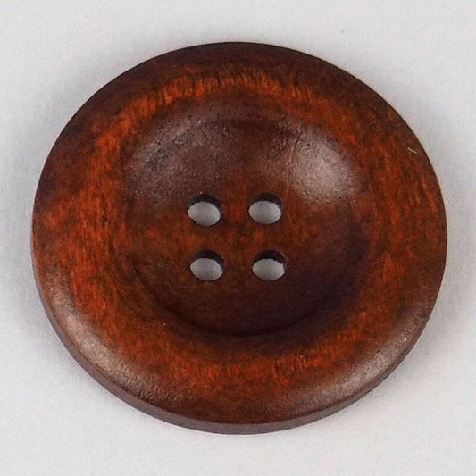 Large Dark Brown Wooden Button - 35mm - 1 3/8 inch - 4 hole - Wood Buttons (B21318)