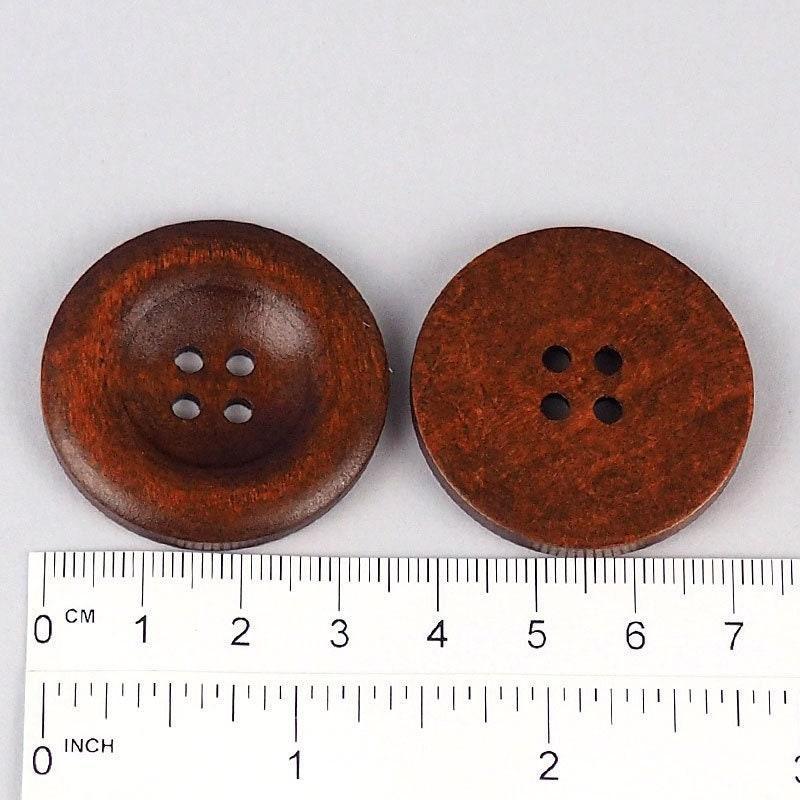 Large Dark Brown Wooden Button - 35mm - 1 3/8 inch - 4 hole - Wood Buttons (B21318)