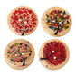 Large Multi Colored Wooden Buttons - Tree of Life Pattern - Shades of Red or Pink - Hearts - Butterflies - 30mm - 2 Hole - Wood Button 55059