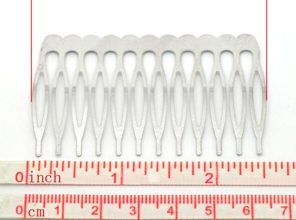 5 Silver Hair Combs - Nickel and Lead Safe - Wedding Bridal Comb - 39mm x 64mm (1.5'' x 2 1/2'') - Hair Clip Accessories  (15510)