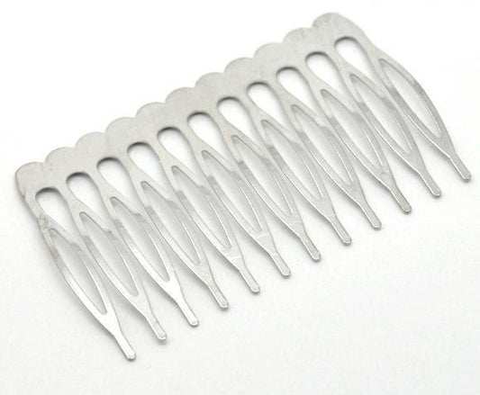 5 Silver Hair Combs - Nickel and Lead Safe - Wedding Bridal Comb - 39mm x 64mm (1.5'' x 2 1/2'') - Hair Clip Accessories  (15510)