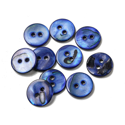 Blue Shell buttons - 15mm -  Mother of Pearl Shell Button  (01B-07)