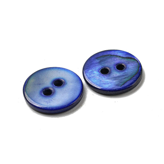 Blue Shell buttons - 15mm -  Mother of Pearl Shell Button  (01B-07)