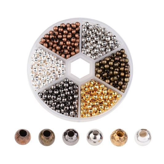 Spacer Beads - Approx. 950 pieces - Mixed Color Finish - 4mm - hole: 1.5mm - Gold, Silver, Gunmetal, Bronze, Copper (M-B))