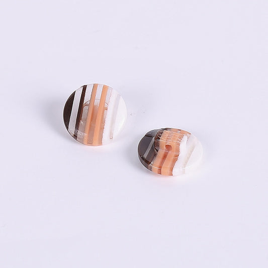 Resin Buttons 14mm x 14mm - Earthtone Striped Pattern - Shank - Acrylic Button (790)