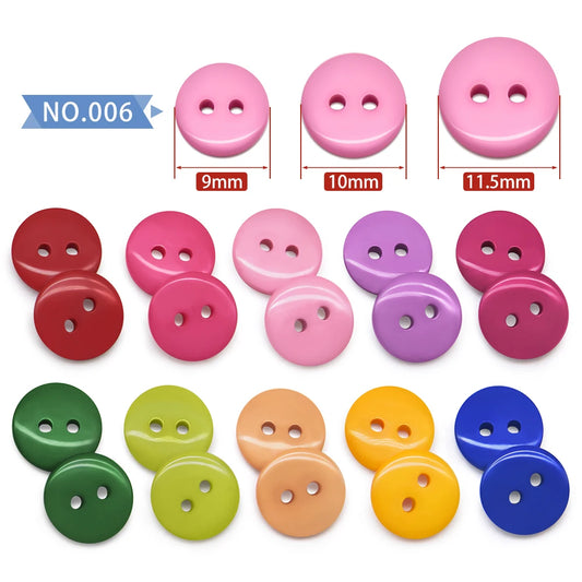 100pcs/lot Resin Button Round - 2 Holes - 9/10/11mm Small button for child - Multi colors for handmade DIY accessories