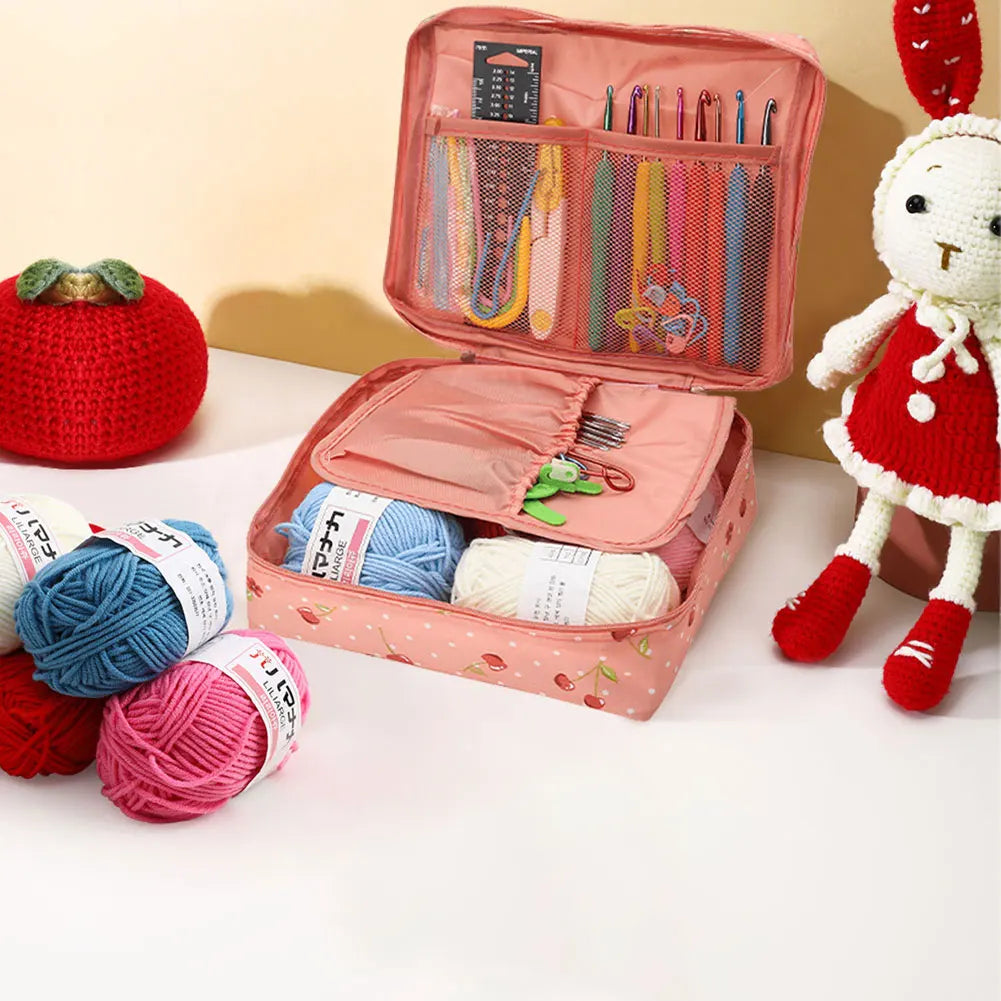 DIY Knitting Supplies Includes Yarns, Crochet Hooks, and Crochet Set with Bag / Beginner Crochet Kit for Beginners and Adults