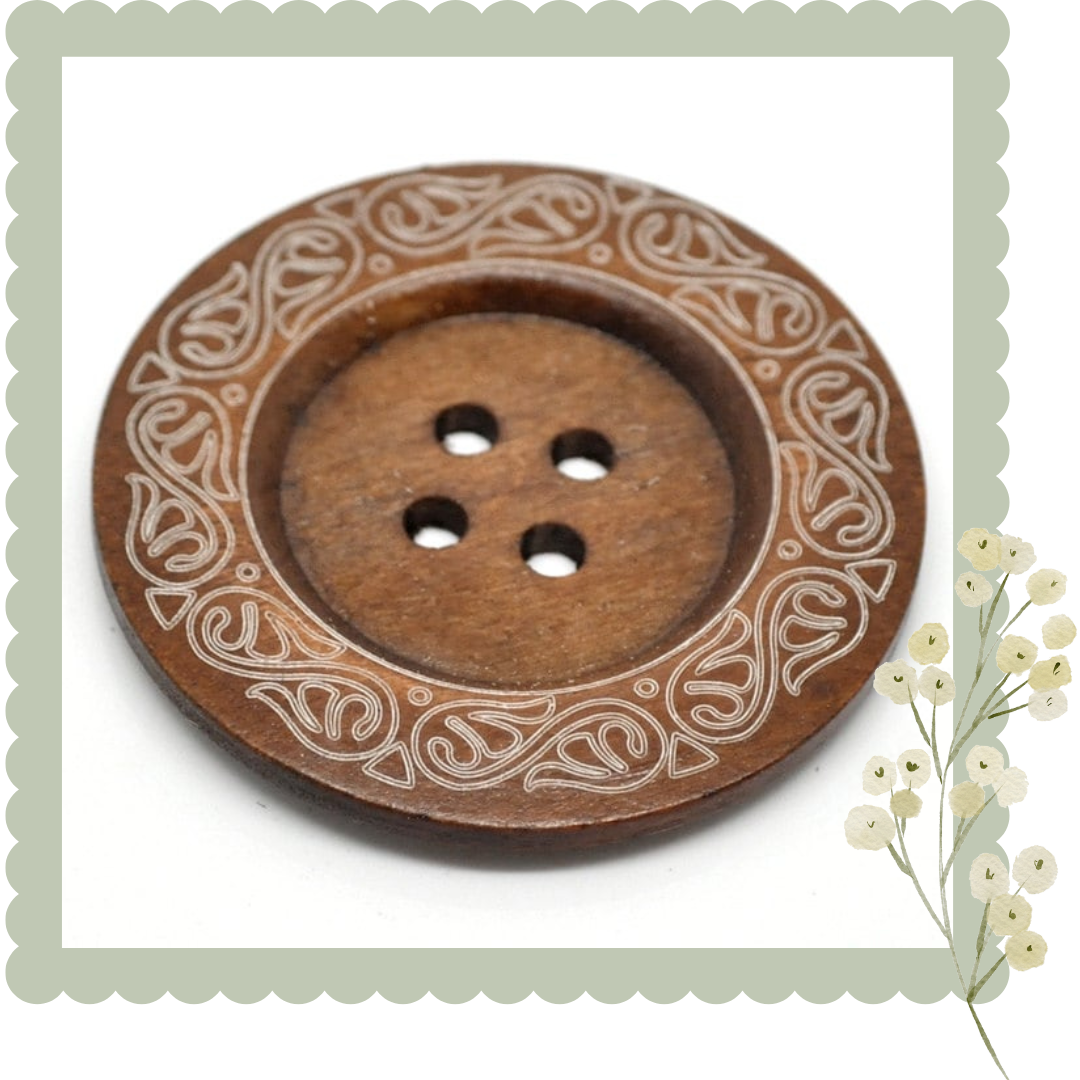 1 Extra Large Wooden Button - 2 3/8 inch - 6cm - Wood Buttons - Decorative  - 1 piece