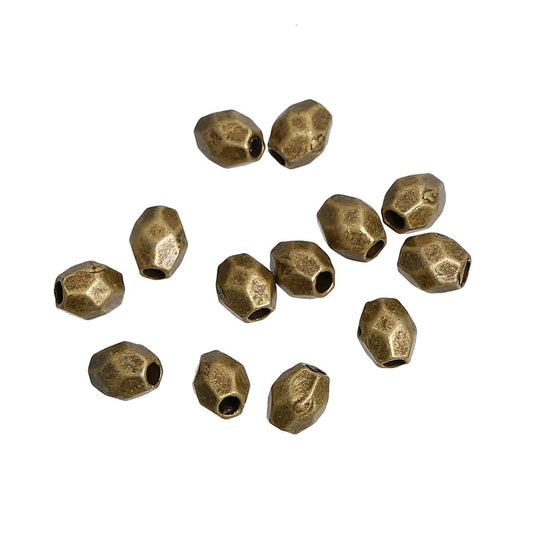 200 Bronze Faceted Spacer Beads 4mm (1/8") x 3mm (1/8"), Hole: Approx 1.4mm (29ABNR)