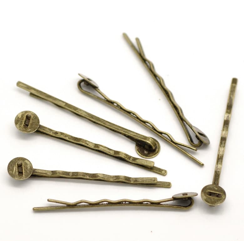 10 Bronze Bobby Pins - 8mm Glue Pad - 50mm (2 inches) - Hair Clip Accessories - Hair Pin - Bronze Bobbie Pin (18047)