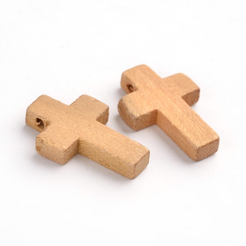 Wood Cross Pendant, Brown Wood Cross, Easter Crafts, Small Wood Cross, Pendant, 22mm x 15mm Hole: 2.5mm (WOOD-S029-LF)