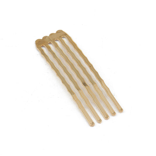 5 Gold Plated Hair Combs - Nickel Free - Lead Free - Wedding Bridal Comb - 49mm x 15mm (1 7/8" x 5/8") - Hair Clip Accessories (0116214)