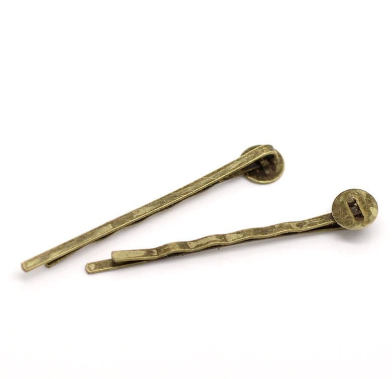 10 Bronze Bobby Pins - 8mm Glue Pad - 50mm (2 inches) - Hair Clip Accessories - Hair Pin - Bronze Bobbie Pin (18047)