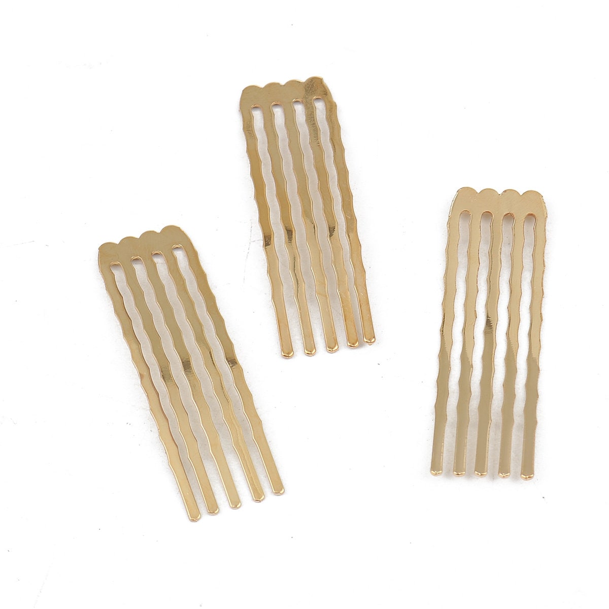 5 Gold Plated Hair Combs - Nickel Free - Lead Free - Wedding Bridal Comb - 49mm x 15mm (1 7/8" x 5/8") - Hair Clip Accessories (0116214)