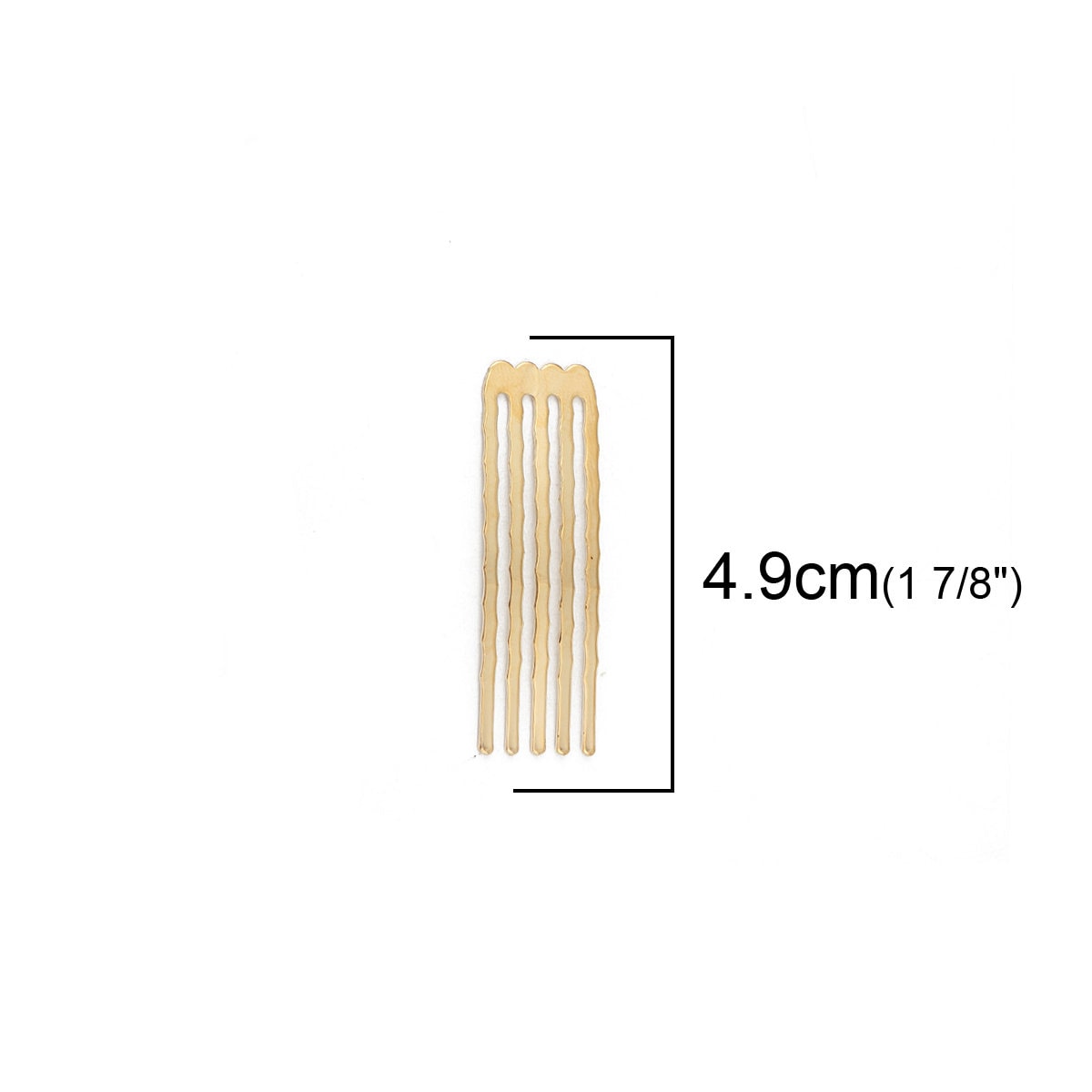 5 Gold Plated Hair Combs - Nickel Free - Lead Free - Wedding Bridal Comb - 49mm x 15mm (1 7/8" x 5/8") - Hair Clip Accessories (0116214)