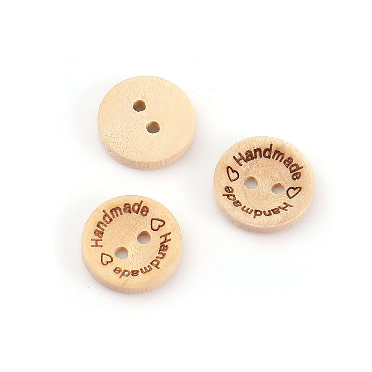 5 Natural "Handmade" Wooden Button - 15m - 5/8 inch - 2 hole - Wood Buttons