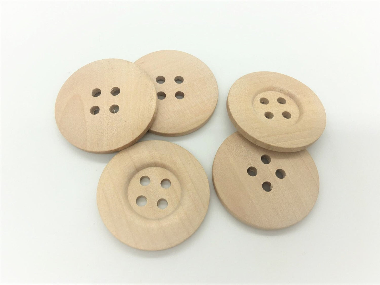 Large Natural Wooden Buttons - 40mm - 4 Hole - Unfinished Wood Button (P0086RF)