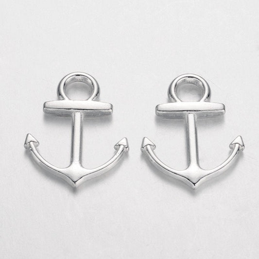 Anchor Connector Charms - Shiny Silver - 18mm x 15mm x 2mm - Cadmium, Nickel, and Lead Free (TIBEP-Q035-23S-NR)