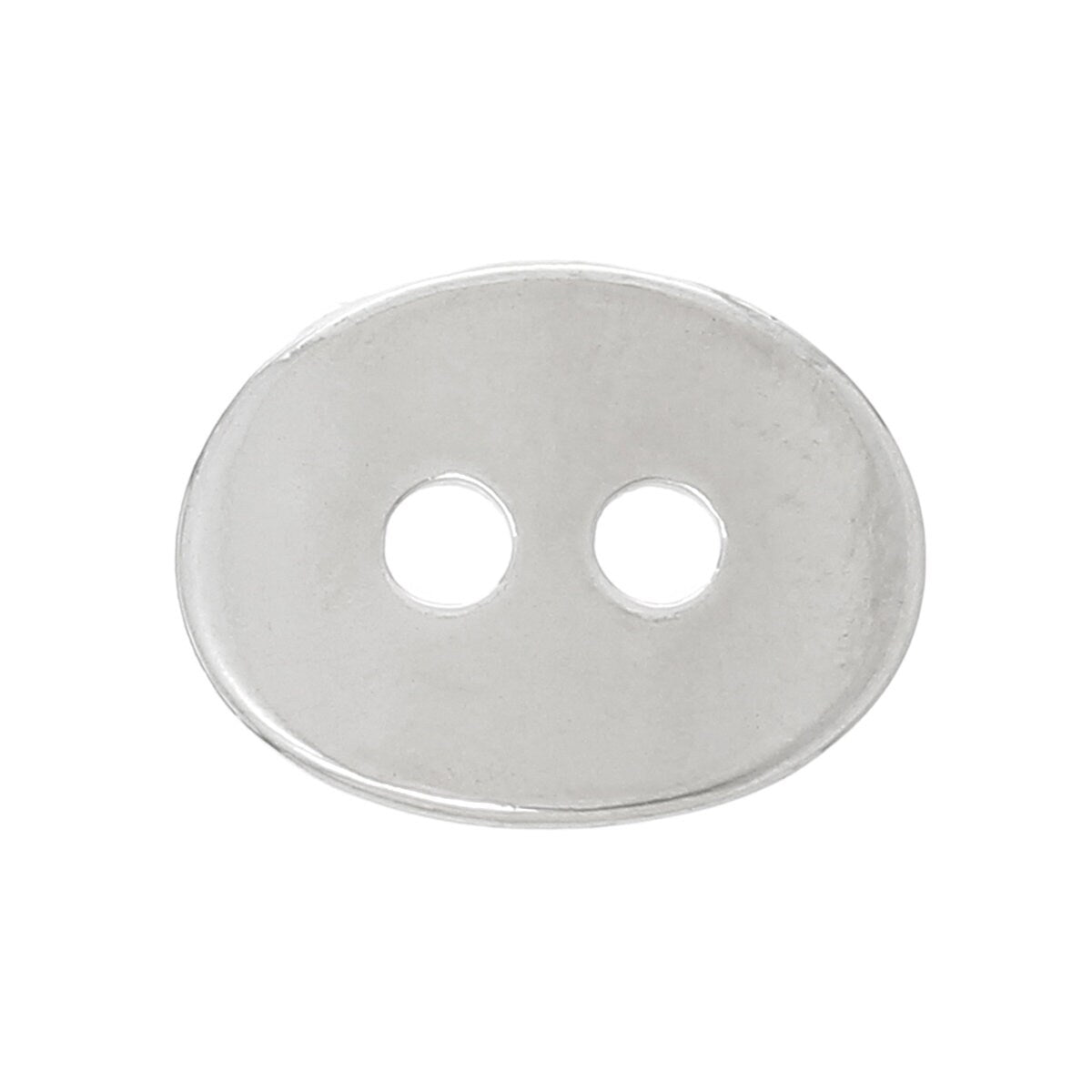 Silver Plated Oval Metal Buttons 14mm x 12mm (1/2"x 3/8") - 2 hole Silver Button - Lead, Nickel, Cadmium Safe (46424)