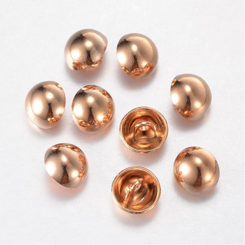 5 Gold Finish Dome Shaped Metal Buttons Shank 15mm x 10mm (Approx 1/2" inch) - Gold Tone Shank Button (06KCG)