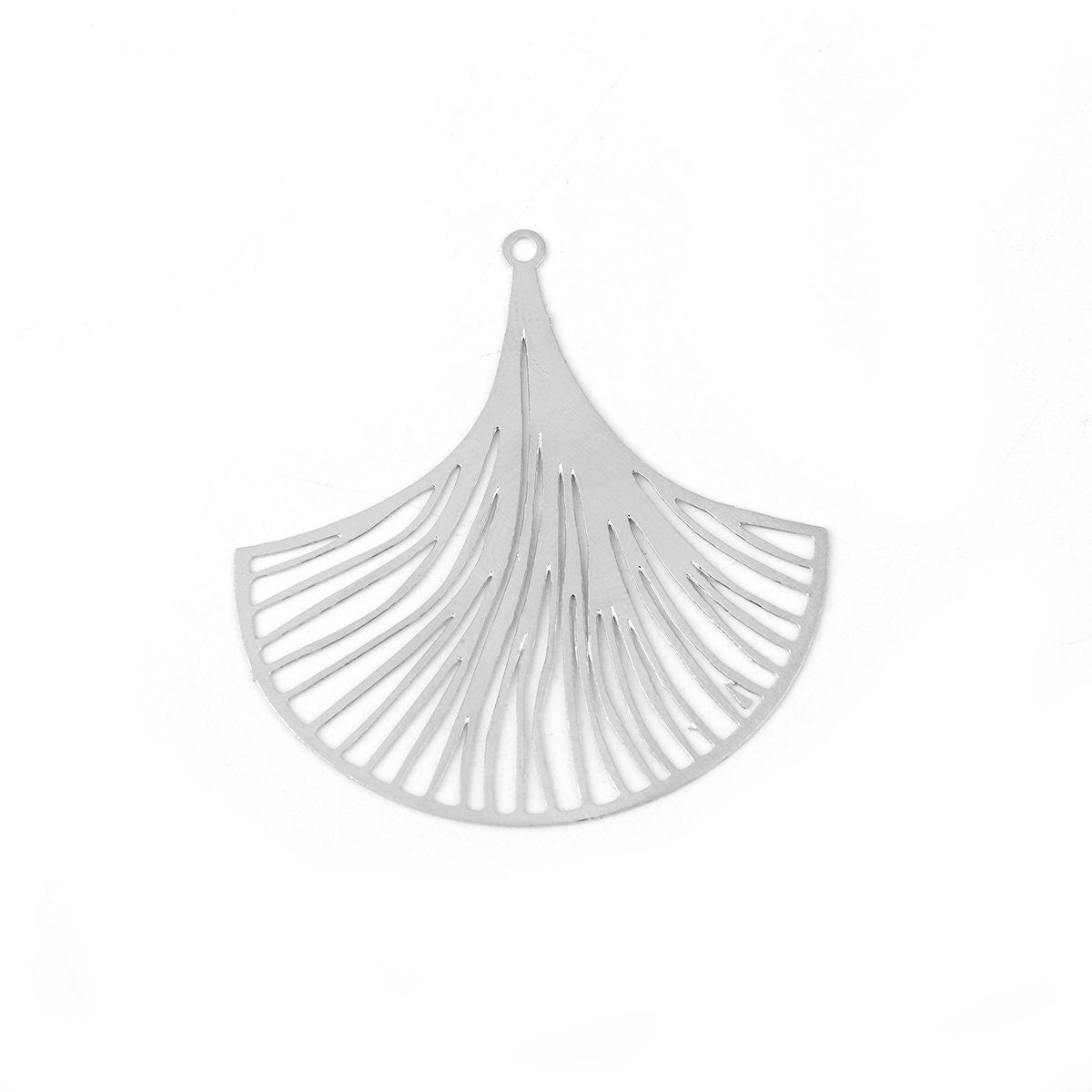 Silver Connector - Pendant Leaf - 39mm x 38mm - Cadmium, Nickel, and Lead Free (B0102777)