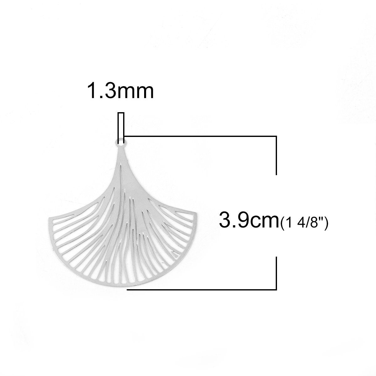 Silver Connector - Pendant Leaf - 39mm x 38mm - Cadmium, Nickel, and Lead Free (B0102777)