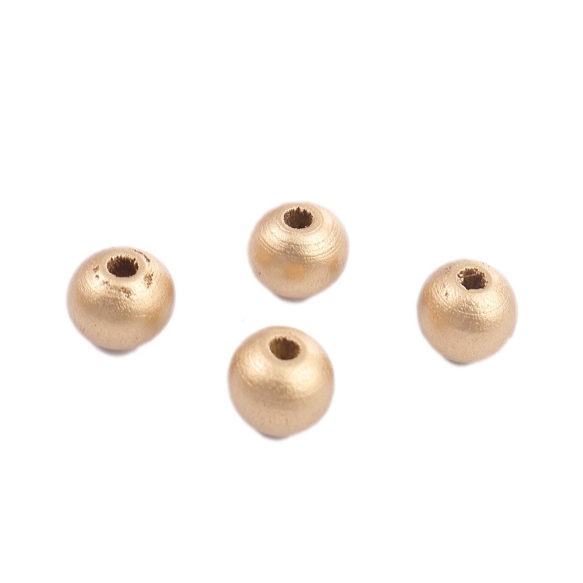 Wood Beads - 10mm (Approx. 3/8 inch) - Wooden Spacer Beads in Metallic Gold 10mm B0201264