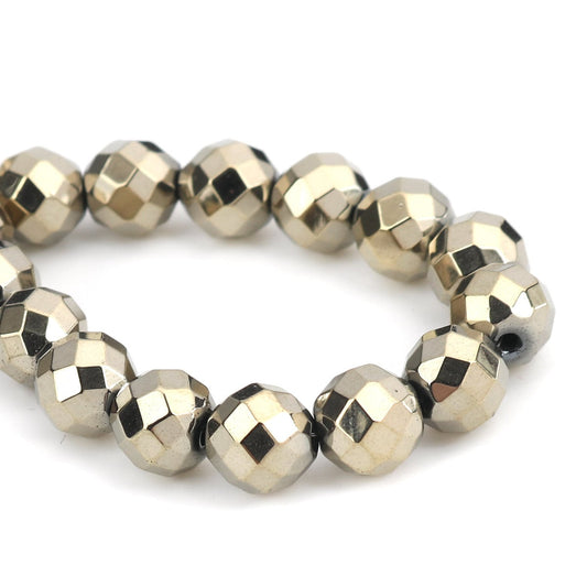 Spacer Beads (One Strand) - 10mm - Hematite - Faceted - Champagne Spacer Bead B0225485