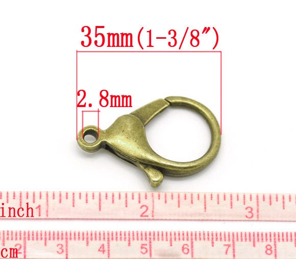 Extra Large Bronze Lobster Clasps - 35mm x 25mm (Approx. 1.5 x 1 inch) - Parrot Clasp Bronze (17041)