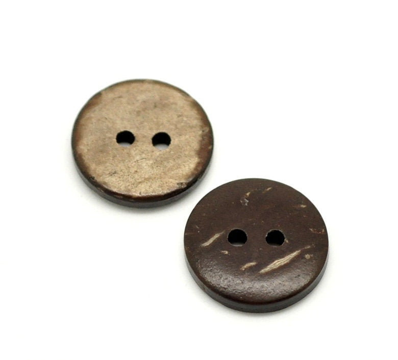 Small Coconut Shell Wooden Buttons - 15mm (5/8 inch) - Wood Buttons - Recycled Coconut Wood (18436)