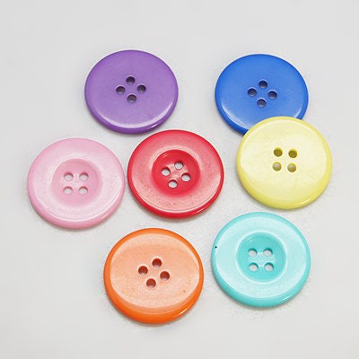 Large Multi Color Resin Acrylic Buttons - 38mm (1.5 inch) - 4 Hole - Acrylic Button Multi Color RESI-D033-34mm-M