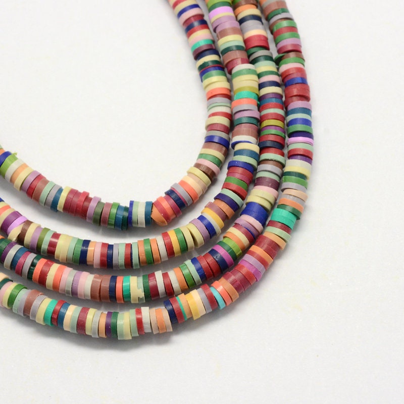 Heishi Beads (One Strand 380 - 400 Beads) - 6mm - Polymer Clay Bead - Mixed Color - Fimo Bead - African Beads (M2)