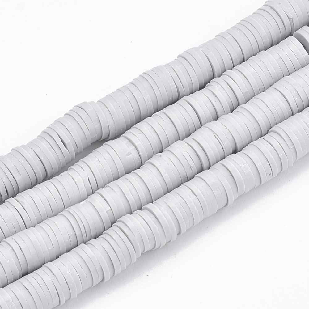 WHOLESALE Light Gray Heishi Beads (One Strand 380 - 400 Beads) - 6mm - Polymer Clay Bead - Pale Grey - Fimo Bead - African Beads (39)