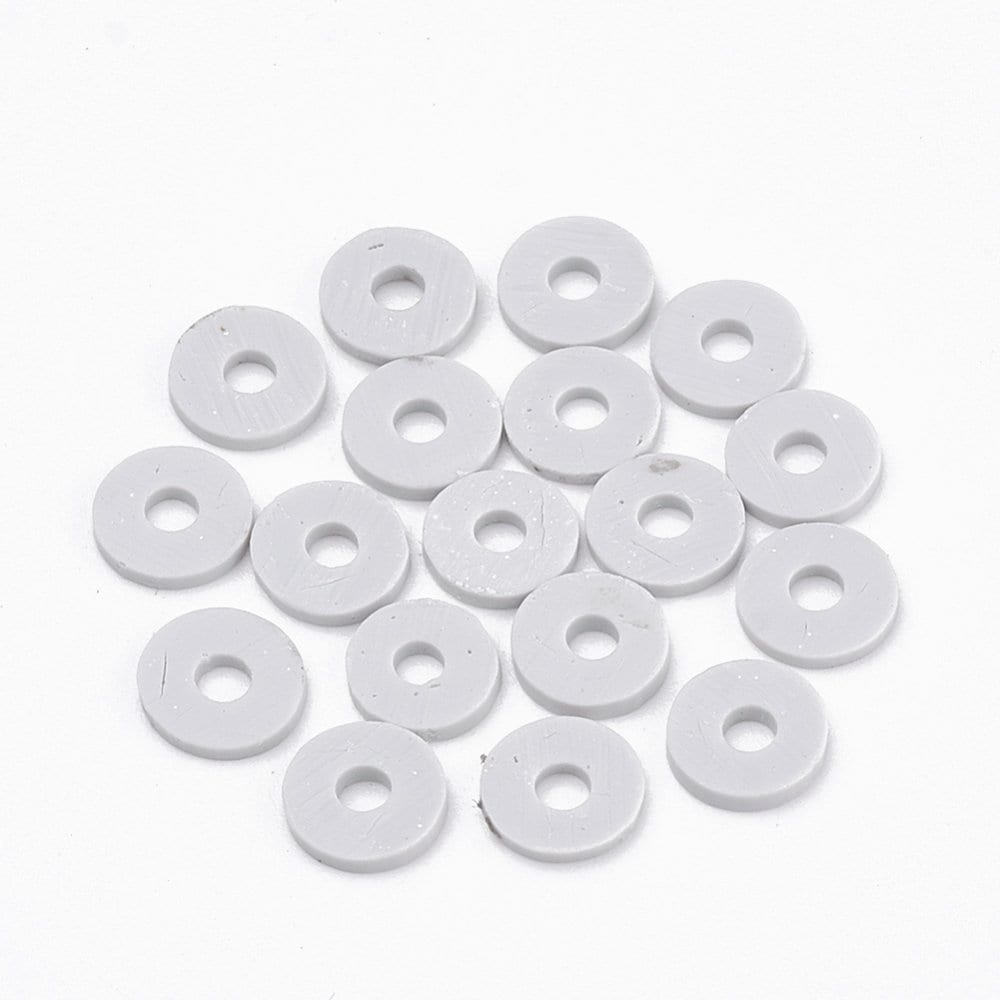 WHOLESALE Light Gray Heishi Beads (One Strand 380 - 400 Beads) - 6mm - Polymer Clay Bead - Pale Grey - Fimo Bead - African Beads (39)