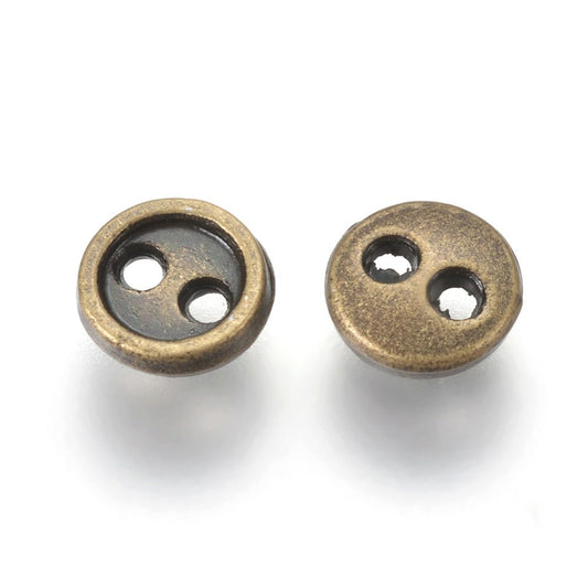 Bronze Finish Metal Mini Buttons - Doll Buttons - 5mm x 1mm - 2 Hole (01AB)