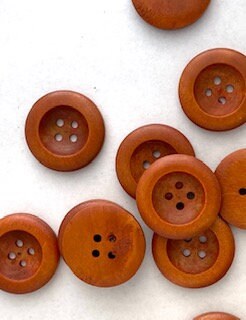 Reddish Brown Wooden Buttons - 25mm (1 inch) - 4 Holes - Round Sewing Wood Buttons 25mm (1") (21317-rd)