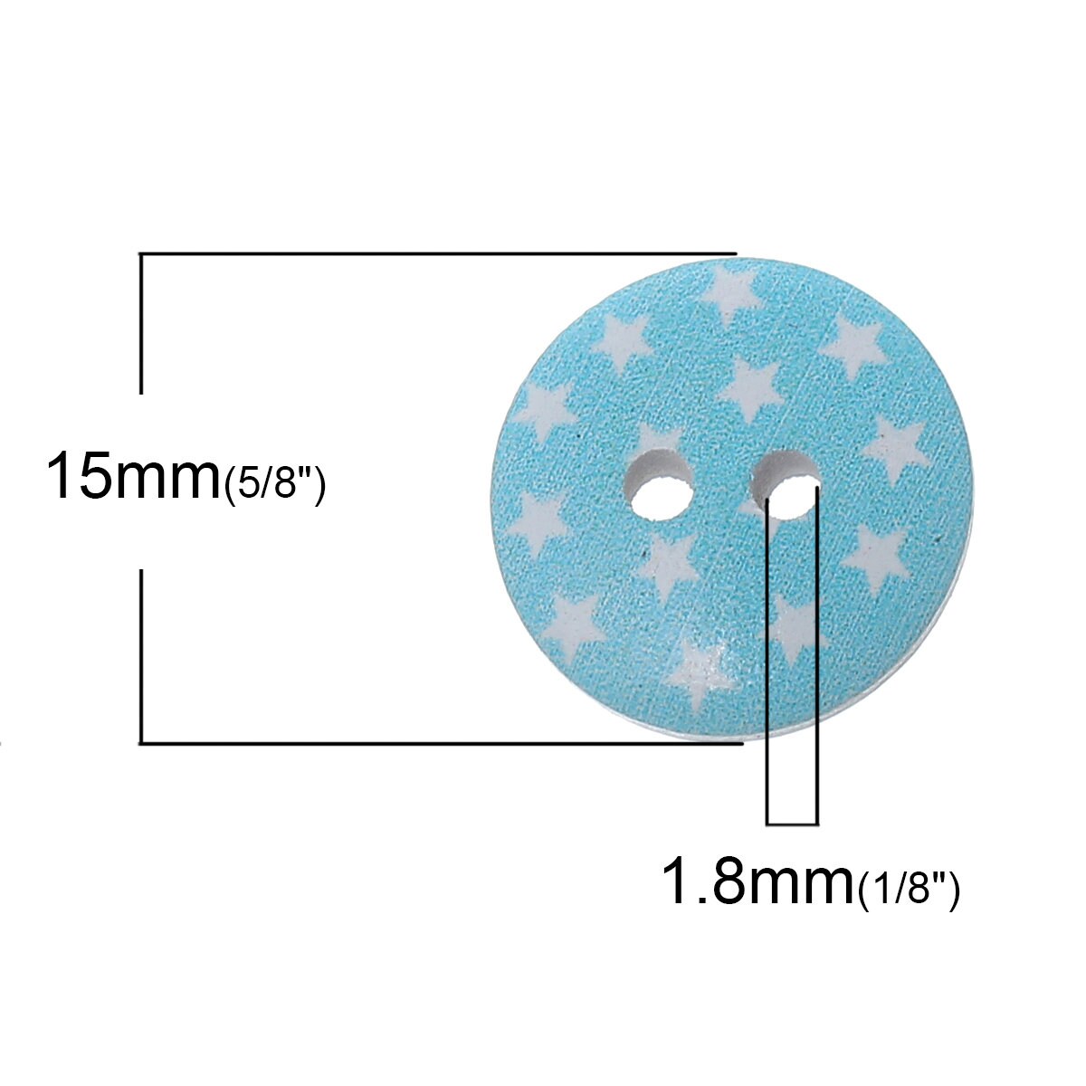 Mixed Color Star Pattern Wooden Buttons - 15mm (5/8 inch) - Multi Color - 2 Hole - Mixed Wood Button (64765)