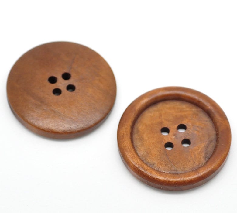 Large Reddish Brown Wooden Button - 30mm - 1 1/8 inch - Wood Buttons (B19491)