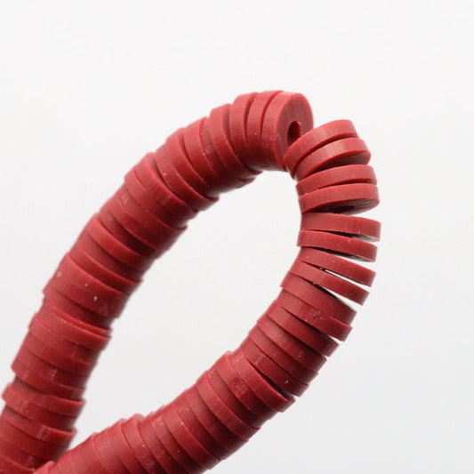 WHOLESALE Dark Red Heishi Beads (One Strand 380 - 400 Beads) - 6mm - Polymer Clay Bead - Fimo Bead - African Beads (29)