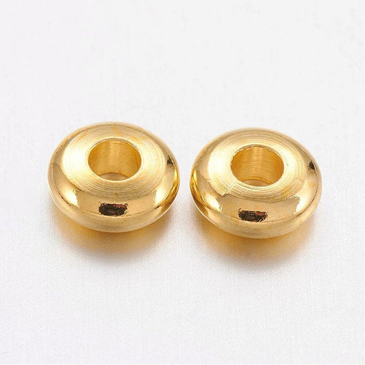 Heishi Gold Plated Beads - Disc Shaped - Spacer Beads - Rondelle - Approx. 5mm x 2mm thick, hole: 1~1.5mm (KK-E246-G)