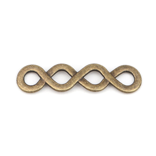 Bronze Connector Charm - Infinity - Lead, Nickel, Cadmium Free - 44mm x 11mm (816)