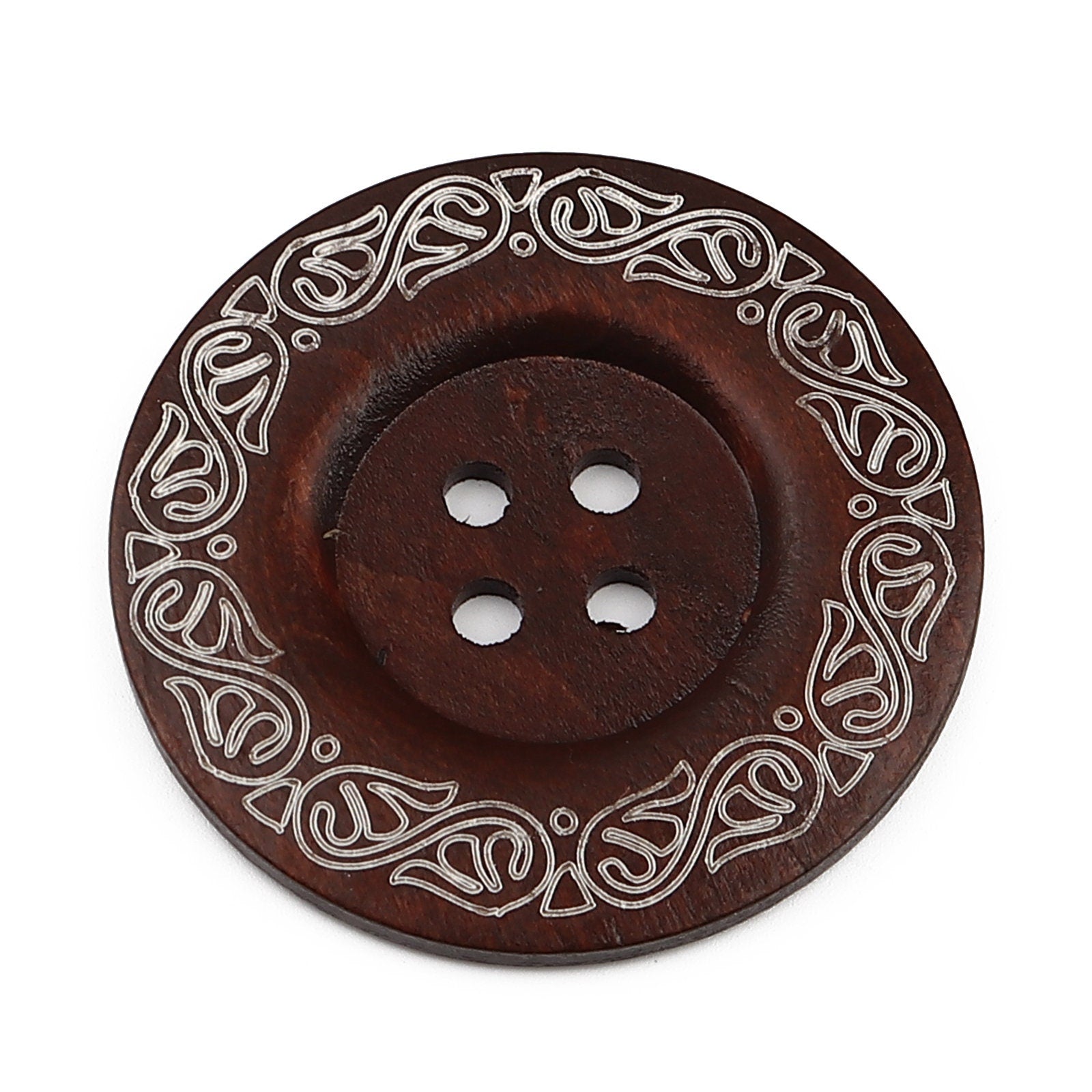 Extra Large Wooden Button - Brown Finish - 2 3/8 inch - 6cm - Wood Buttons - Decorative (908)