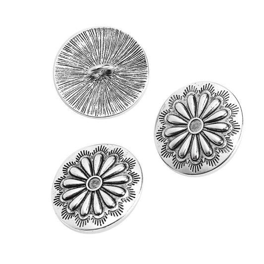 Antiqued Silver Metal Buttons - Shank - 35mm - Large Metal Silver Button 98422