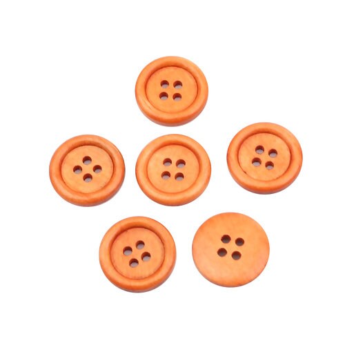 25 Light Rusty Brown Wooden Buttons - 20mm - 4 hole - Wood Button (24221)