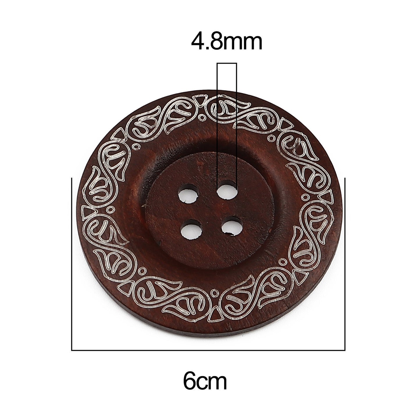 Extra Large Wooden Button - Brown Finish - 2 3/8 inch - 6cm - Wood Buttons - Decorative (908)