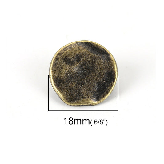 10 Bronze, Silver, or Gold Metal Shank Buttons - 18mm - Hammered Design - Lead and Nickel Safe (001-003-004)