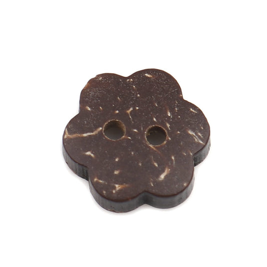 Coconut Wooden Button - 12mm - Flower Shape - Wood Buttons - Coconut Wood (888)