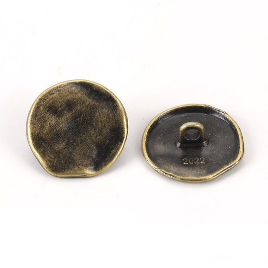 10 Bronze, Silver, or Gold Metal Shank Buttons - 18mm - Hammered Design - Lead and Nickel Safe (001-003-004)