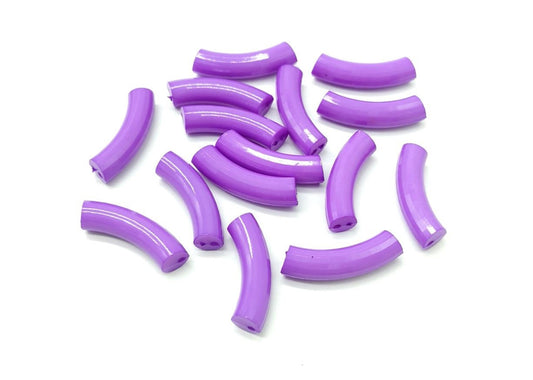 Purple Tube Beads - 33mm x 8mm - Purple Bamboo Acrylic Tube Bead for Stretch Bracelets (bd-tube-purple)